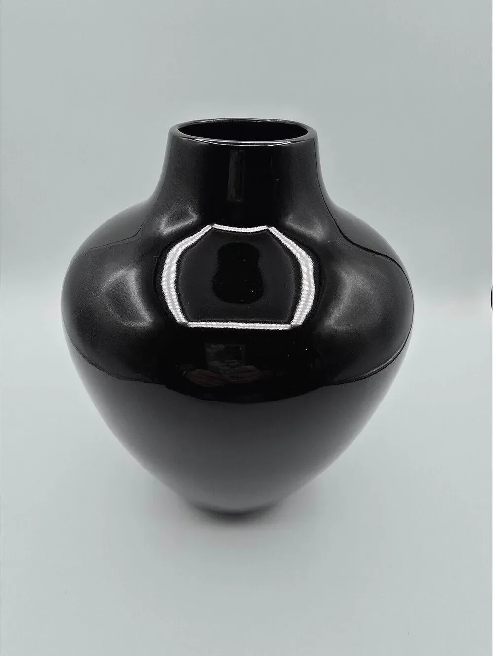 Vintage Larry Laslo for Mikasa Black Ceramic Vase Japan 1980s Modernist 9.5